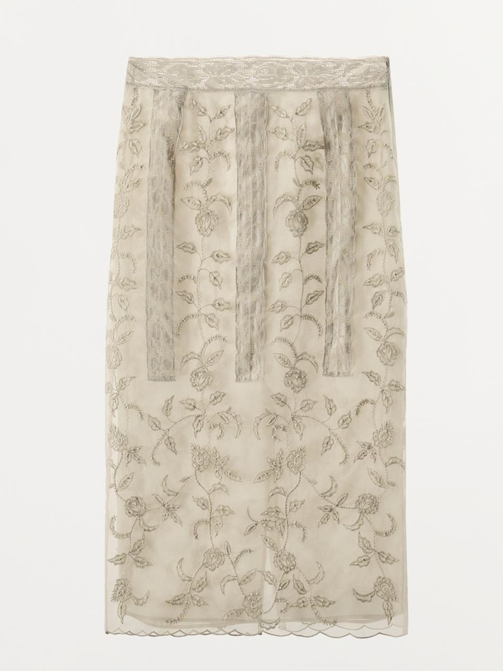 BEADED EMBROIDERED ORGANZA SKIRT - Picture 4 of 8